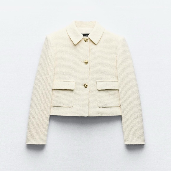 ZARA TEXTURED SHORT BLAZER🩵 - Picture 2 of 4